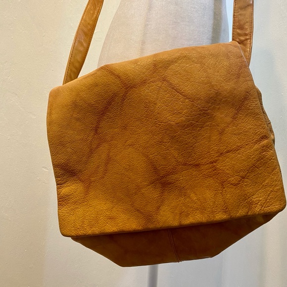 Vintage Leather Loft-marbled handmade tan leather satchel bag in great condition - Picture 1 of 10